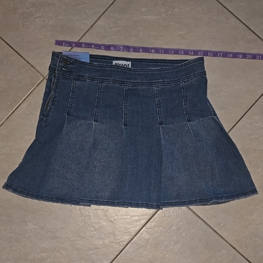 Denim Abound brand Pleated Skater Mini Skirt